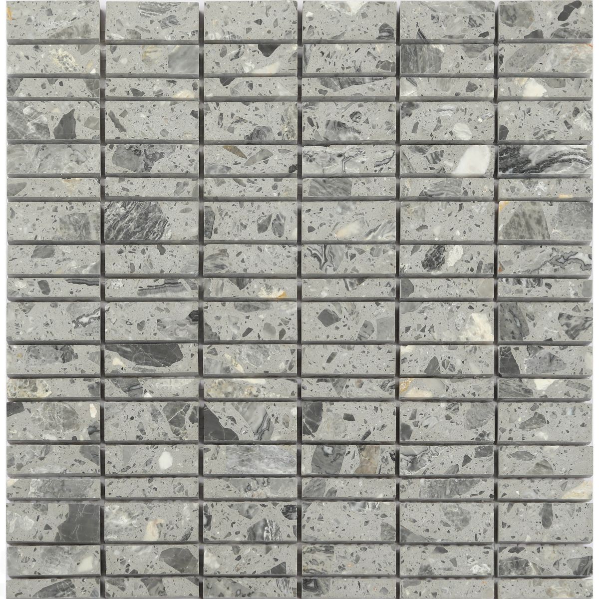 Terrazzo Long Strip Mosaic Tile - Grey
