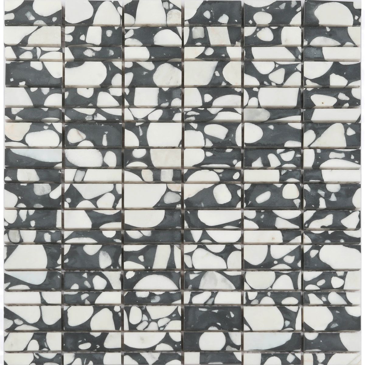 Terrazzo Long Strip Mosaic Tile - Black