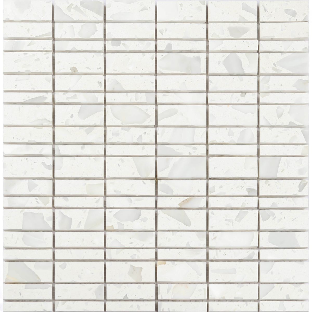 Terrazzo Long Strip Mosaic Tile - White