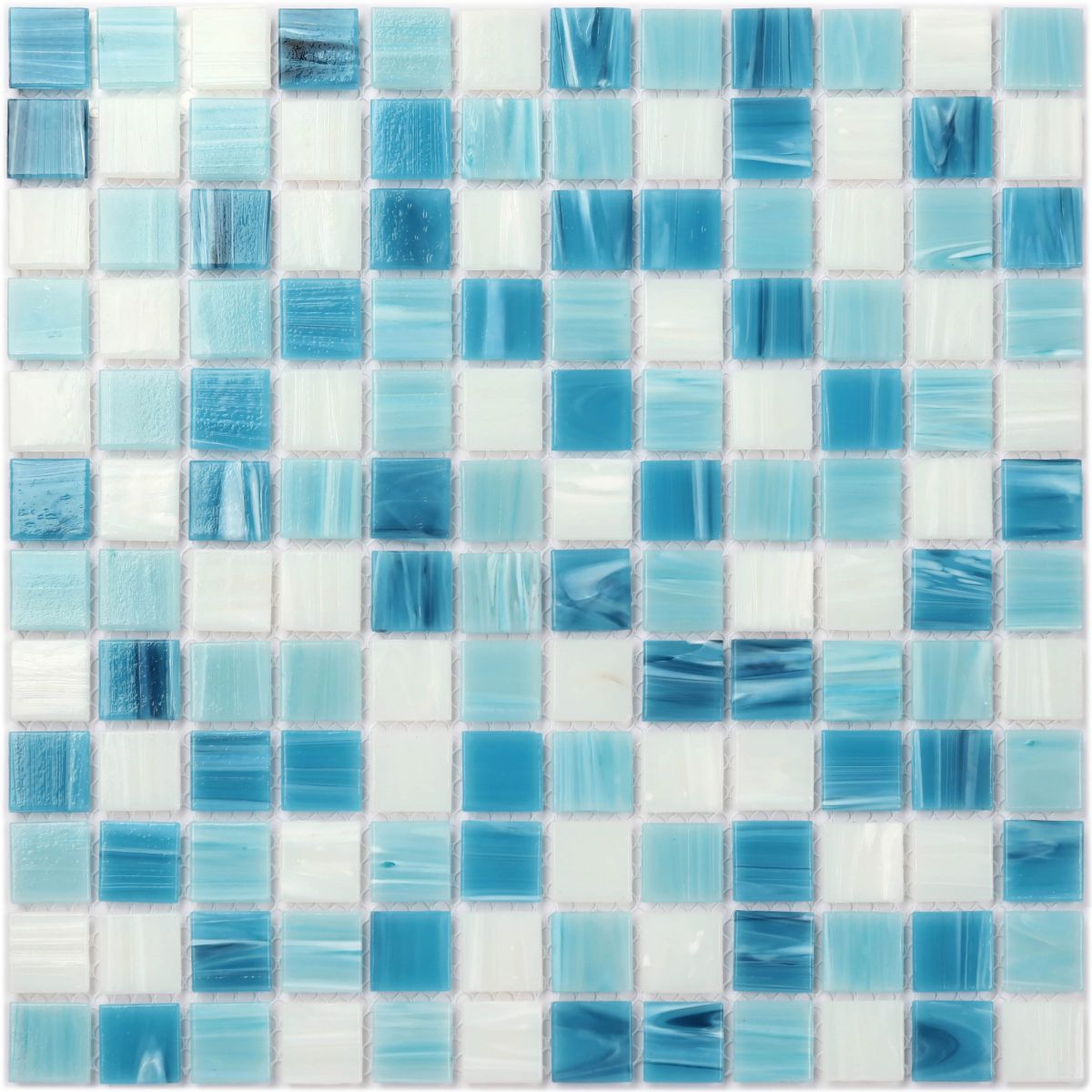 Blue White Stream Mix Glass Pool Mosaic 