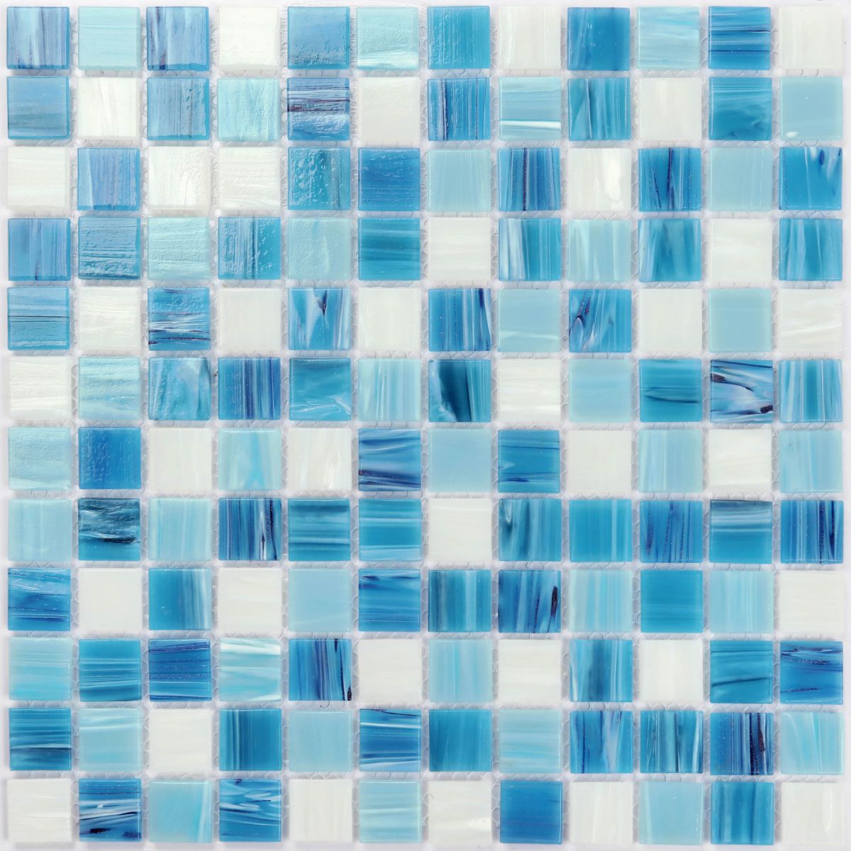 Square Blue White Glass mosaic Pool tile