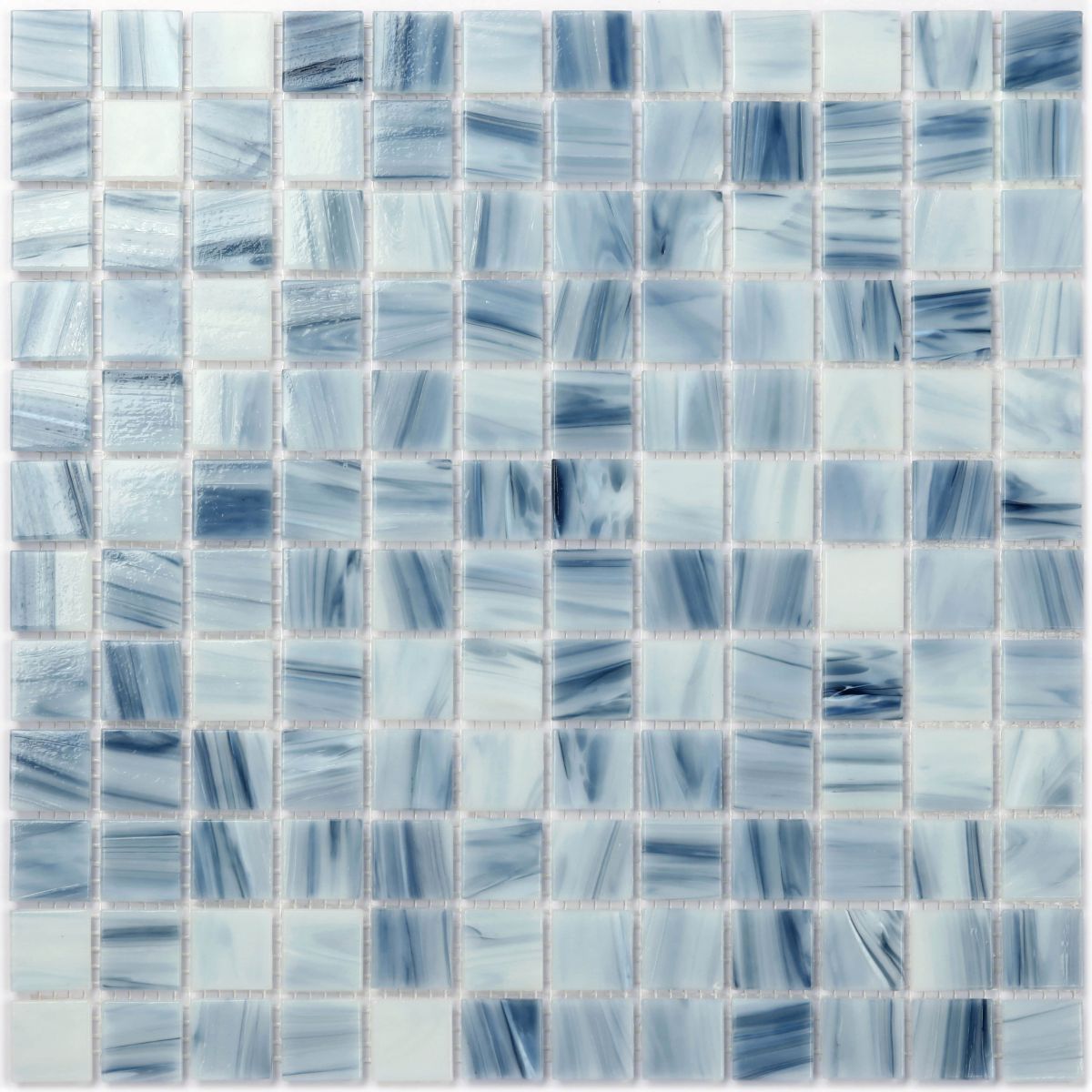 Glass Mosaic Stream Strip Veins Pattern - dutch blue