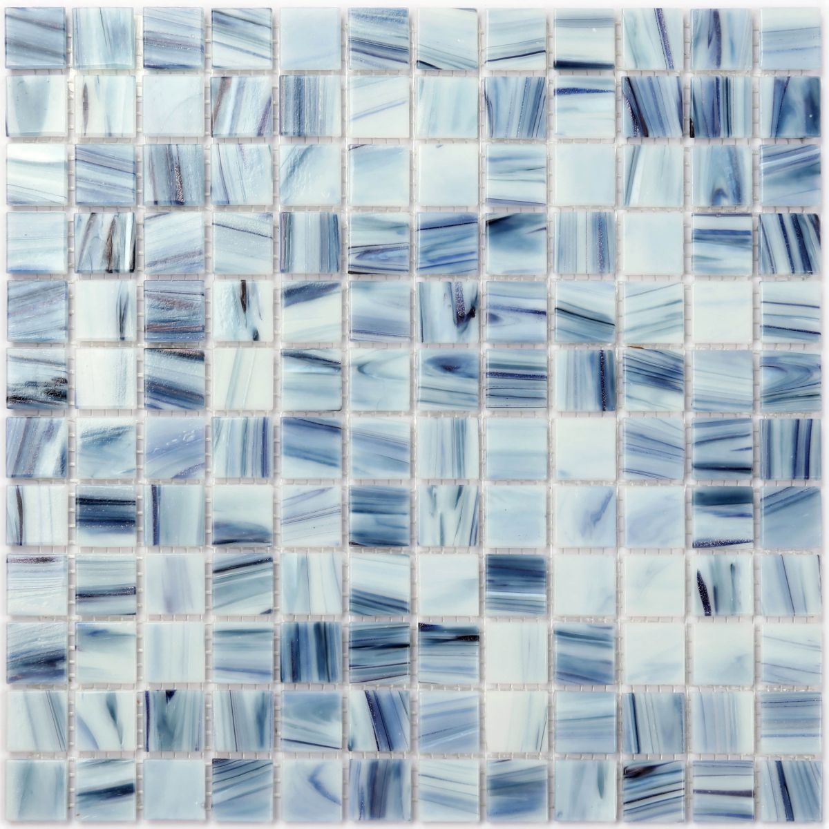 Glass Mosaic Stream Strip Veins Pattern - ashes blue  