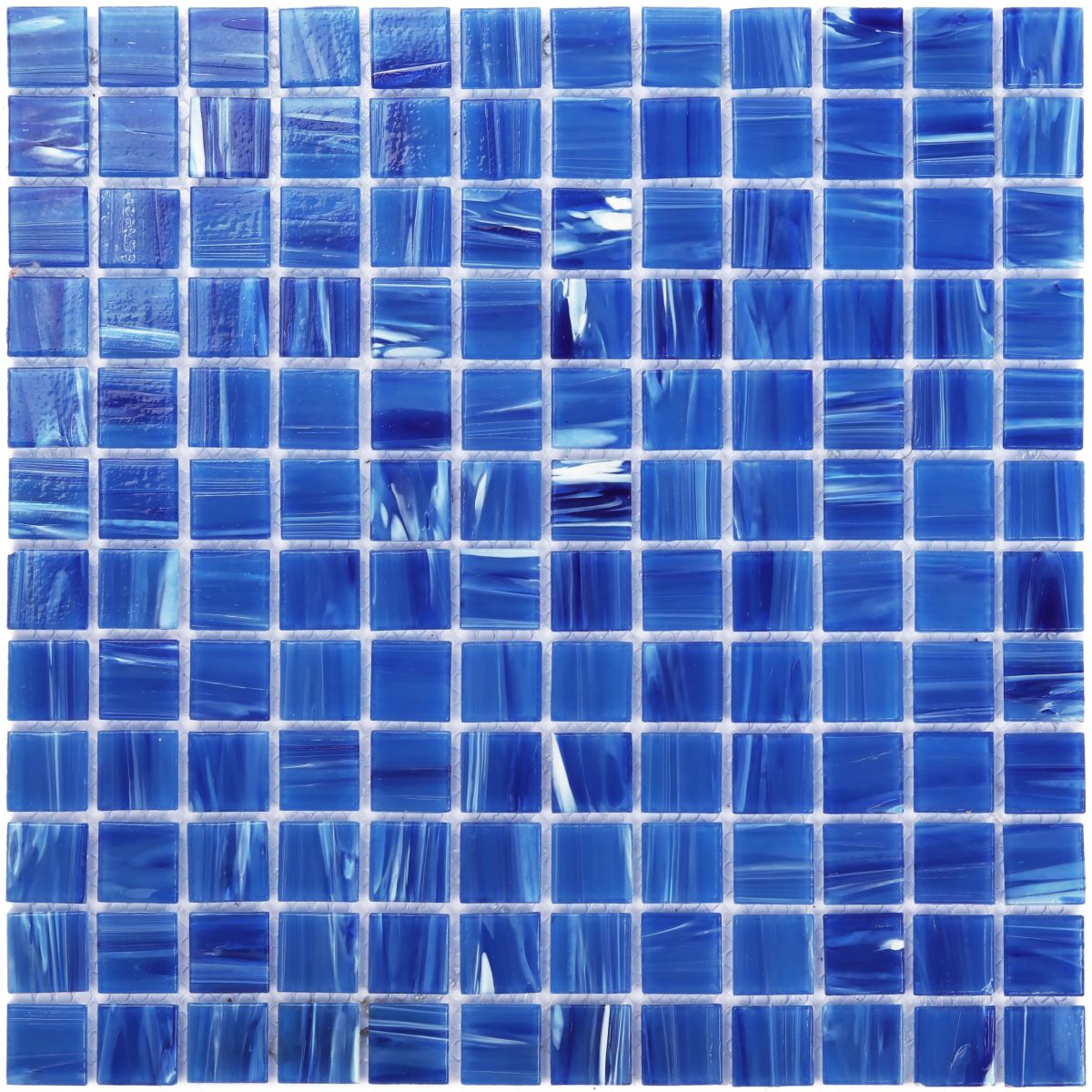 Glass Mosaic Stream Strip Veins Pattern - Lake blue
