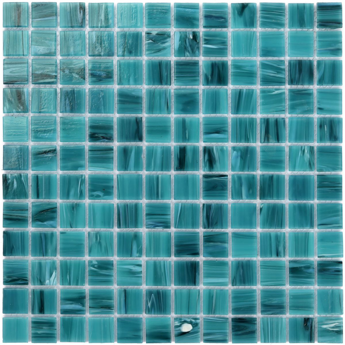 Glass Mosaic Stream Strip Veins Pattern - peacock blue